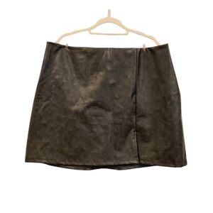 Arula Brown/black Pleather Mini Skirt
